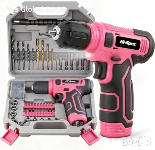 Hi-Spec 8V Акумулаторна бормашина 110ч. (Розова)
