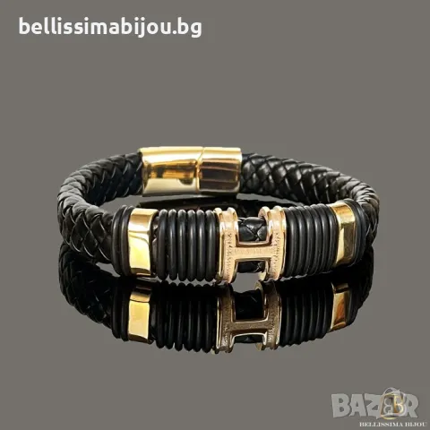 Мъжка Гривна от Кожа и Медицинска Стомана