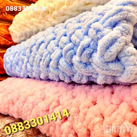 Ръчно плетено одеяло Hand made За изписване За количка Порт бебе, снимка 2 - Спално бельо и завивки - 35981447
