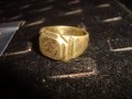 СТАР ПОЗЛАТЕН БРОНЗОВ ПРЪСТЕН ДУБЛЕ РЪЧНА МАЙСТОРСКА ИЗРАБОТКА МАСИВЕН 21869, снимка 1