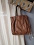 Естествена кожа голяма кафява чанта,тип торба, снимка 9