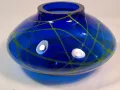 стъклена ваза синьо стъкло 24/4, снимка 1
