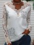 Дамска дантелена блуза с V-образно деколте и дълги ръкави - 023