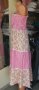 Дълга рокля на волани на цветя и в розово каре с тънки презрамки , снимка 6