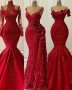 Луксозна бална рокля тип Русалка в червено