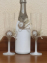 Комплект ритуални чаши с бутилка, снимка 1 - Сватбени аксесоари - 44452284