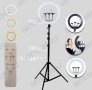 Професионална LED РИНГ Лампа 48см с Трипод, 3 Стойки за Телефон и Дистанционно, снимка 4
