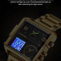 LIGE кварцов часовниk модел 2023, с 3 независими дисплея , уникален дизайн , снимка 6 - Мъжки - 41491574