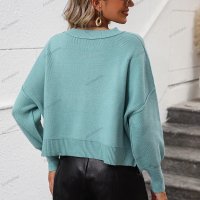 Дамски моден ежедневен едноцветен пуловер, 3цвята - 023, снимка 15 - Блузи с дълъг ръкав и пуловери - 42298291