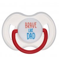 Силиконова залъгалка/биберон Brave like Dad, снимка 1 - Прибори, съдове, шишета и биберони - 38599621