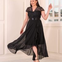 Луксозна Черна рокля Big size кодVL222, снимка 3 - Рокли - 36935758
