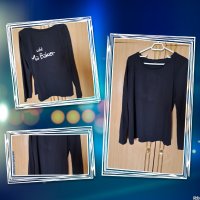 Дамска блуза с дълъг ръкав фин памук черна отзад с бял надпис ., снимка 1 - Тениски - 41117847