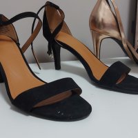 Сандали - розово злато и черни, снимка 4 - Дамски обувки на ток - 40610274
