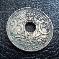 Стара монета 25 сантима 1933 г. Франция - топ !, снимка 3 - Нумизматика и бонистика - 42219848