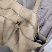 Естествена кожа ОГРОМНА чанта,тип торба,бежева, снимка 11 - Чанти - 41687693