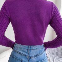 Дамски пуловер с изрязан дълъг ръкав с кръгло деколте, 3цвята - 023, снимка 9 - Блузи с дълъг ръкав и пуловери - 39894802