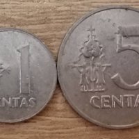 1 и 5 цента Литва 1991  км40, снимка 2 - Нумизматика и бонистика - 36002025