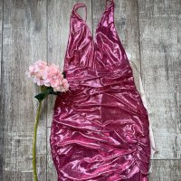 Wow нова клубна парти коктейлна официална рокля с етикета House металически лилаво розов отблясък , снимка 14 - Рокли - 38655326