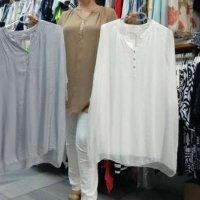 Бяла риза с модерна и удобна кройка, снимка 1 - Ризи - 17519789
