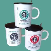 STARBUCKS керамична чаша с капаче и лъжичка, снимка 1 - Чаши - 41448303