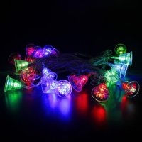 Многоцветни коледни LED лампички с камбанки, снимка 1 - Декорация за дома - 42722254
