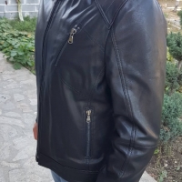 Мъжко кожено яке от естествена кожа - черно - размер XL, снимка 5 - Якета - 36042110