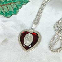Сребърен STERLING Медальон с Рубин и Синджир, снимка 5 - Колиета, медальони, синджири - 42552744