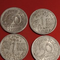 Четири монети 1 франк Франция / 50 пфенинг Германия Ваймарска република за КОЛЕКЦИОНЕРИ 31803, снимка 1 - Нумизматика и бонистика - 44322423