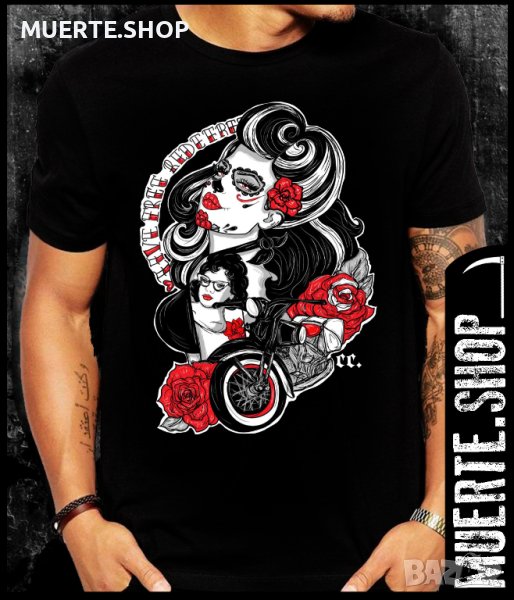 Черна тениска с щампа LIVE FREE RIDE FREE, снимка 1