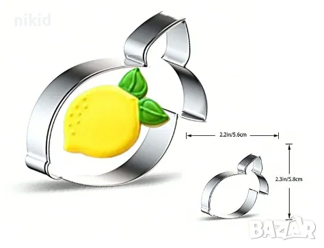 Лимон с листа метален резец форма тесто фондан бисквитки сладки декорация украса, снимка 1
