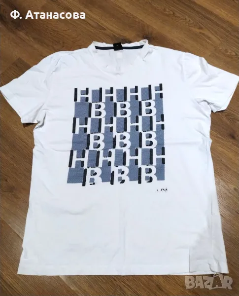 Мъжка бяла тениска Hugo Boss, размер XL ХЛ, оригинална, снимка 1