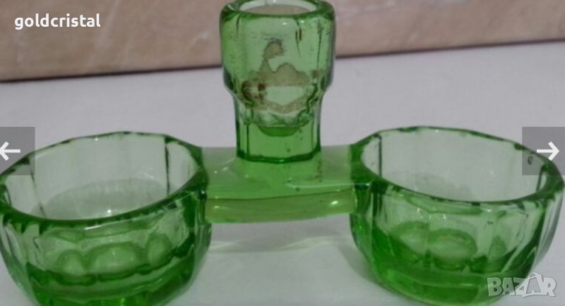 антикварна солница  цветно стъкло, снимка 1