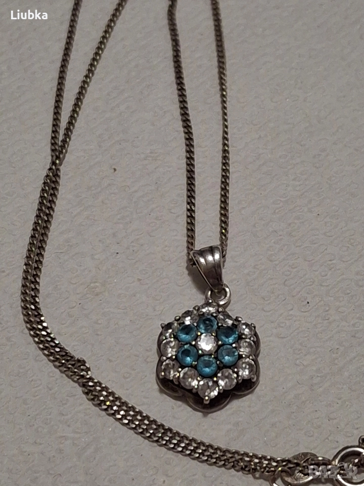 красиво колие с камъни и синджир, снимка 1