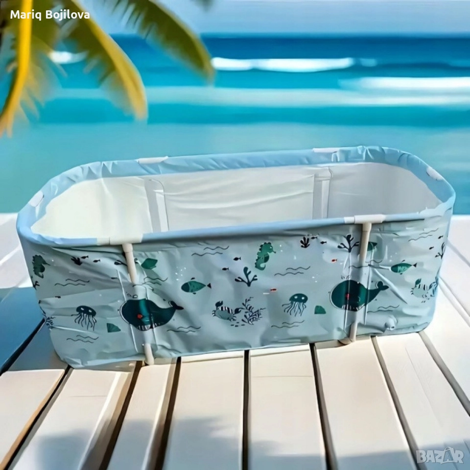 Сгъваема преносима вана XXL с възглавница и топлоизолация – Комфорт и удобство в малката баня, снимка 1