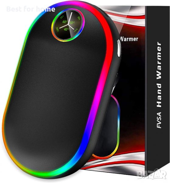 FVSA акумулаторен нагревател за ръце,7 променящи се цвята, 10000mAh, (13-18 часа), преносим USB за м, снимка 1