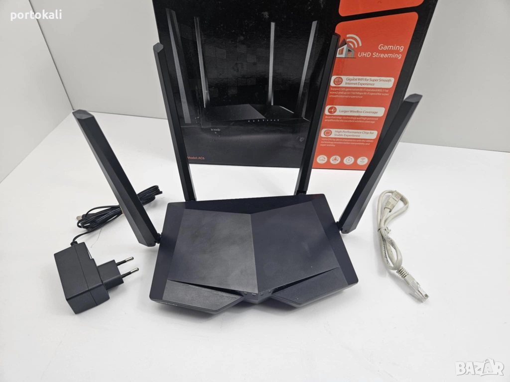 Gaming Гейминг Рутер Tenda AC6 Dual Band AC1200 Gigabit, снимка 1
