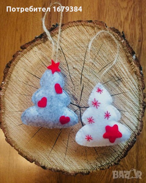 Коледна декорация елха / Коледни играчки елха за елха от филц ръчна изработка, снимка 1