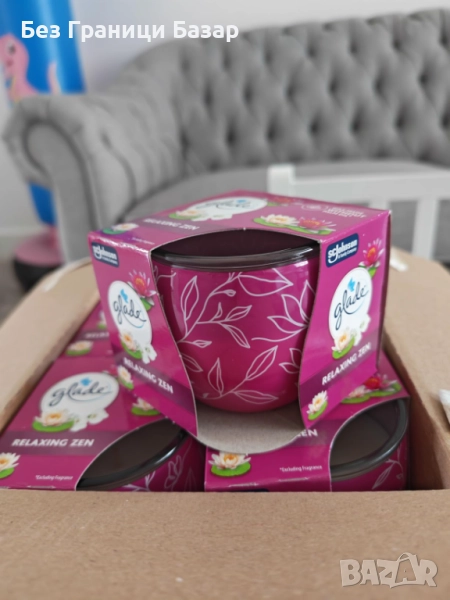 Нови Дълготрайни ароматни свещи с лотос и водни лилии 6 броя Glade Jar, снимка 1