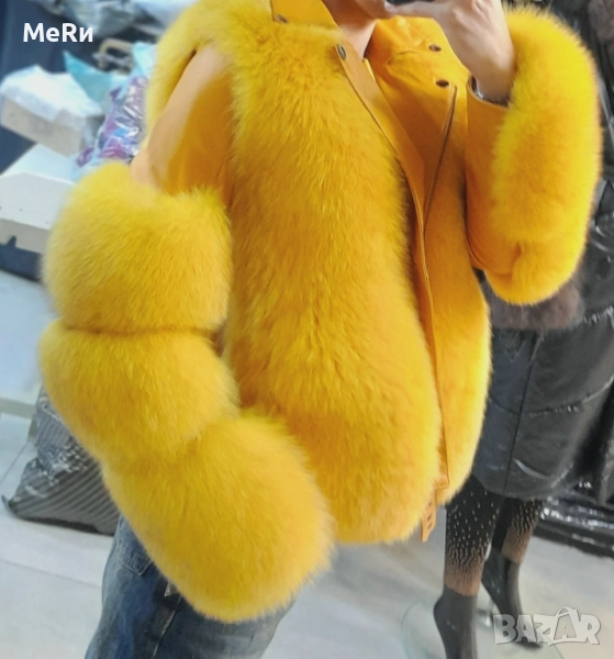 Палто естествен косъм и кожа , снимка 1