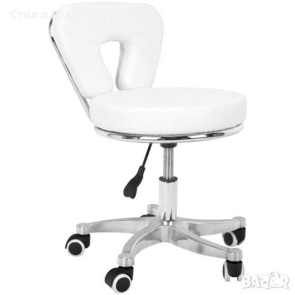 Козметичен стол - табуретка за педикюр 9266 40/44 см - бяла, снимка 1