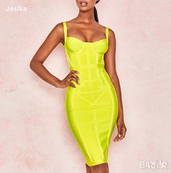Бандажна неонова рокля, снимка 1