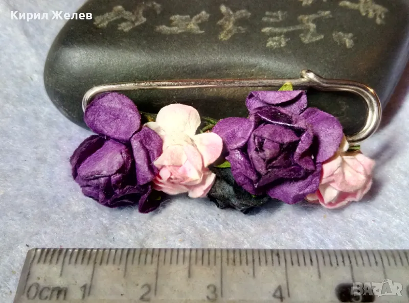 ФЛОРАЛНА ВИНТИДЖ АРТ СТИЛ БРОШКА ЦВЕТЯ РЪЧНА ИЗРАБОТКА 48827, снимка 1