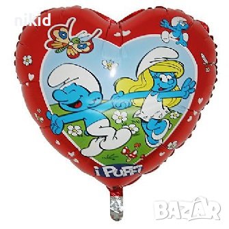 Смърфовете The smurfes сърце фолио фолиев балон хелий и въздух, снимка 1