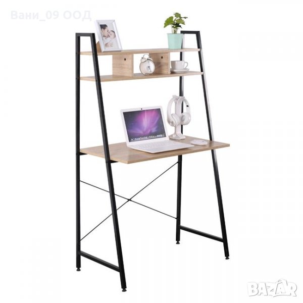 Ученическо бюро с етажерки-дърво и метал, снимка 1
