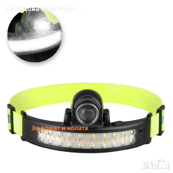 Челник със сензор за движение Акумулаторен, 10 W LED, 8 режима, 11х5х7см, обхват от 100 метра, снимка 1