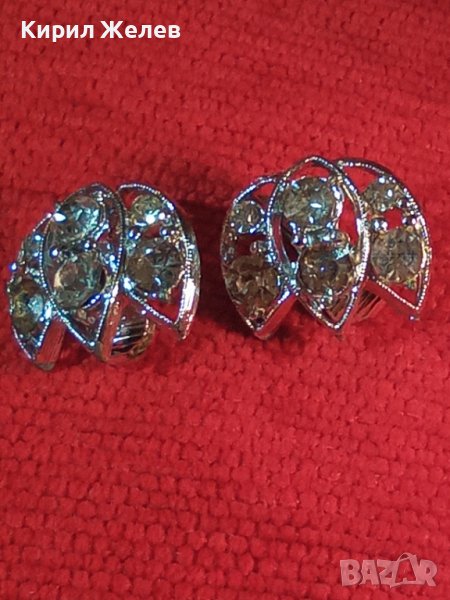 СРЕБРИСТИ КРАСИВИ ОБЕЦИ с КРИСТАЛИ 17563, снимка 1