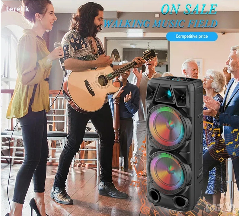 &Cobra Нова ZQS 8210 2х8 120W 6500mah 2 микрофона ПРЕНОСИМА КАРАОКЕ КОЛОНА От вносител 12 месеца гар, снимка 1