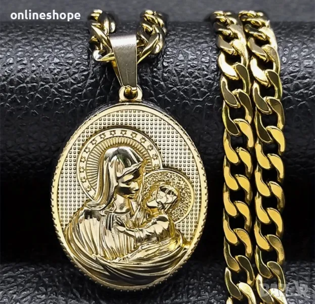 Позлатено с 18к златно покритие Колие " Дева Мария " 60см, снимка 1