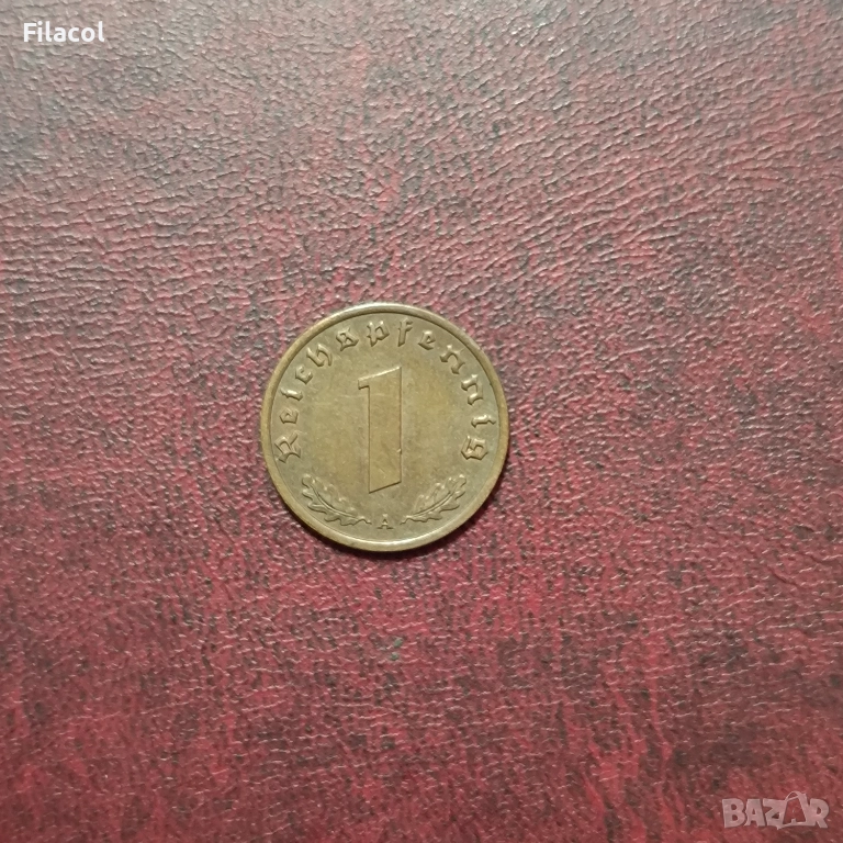 Германия Райх 1 пфениг 1939 МД 'A' - Берлин, снимка 1