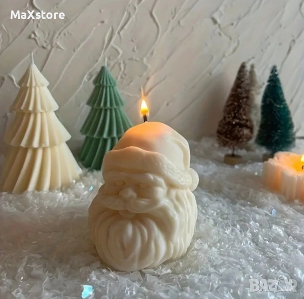 3D Дядо Коледа глава Силиконов молд форма за свещи гипс сапун смола, снимка 1